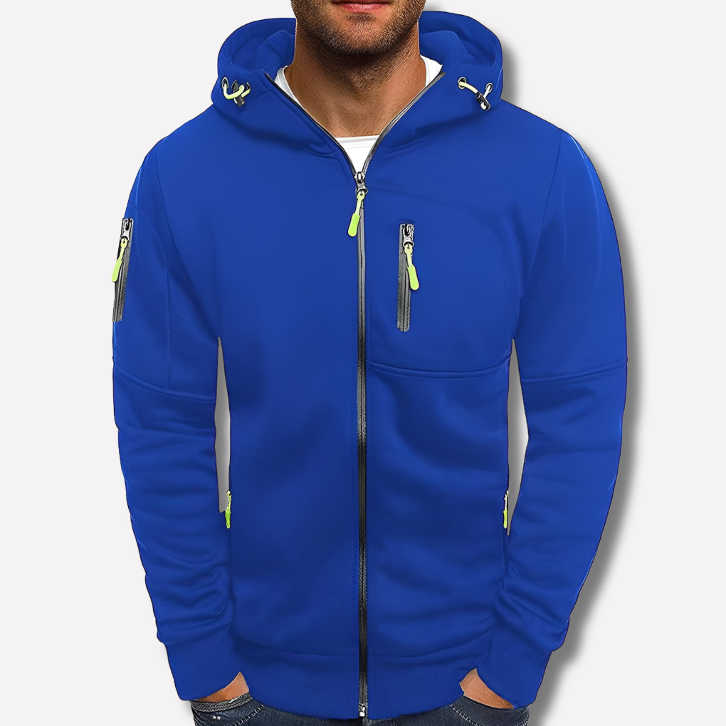 Men's Zip-Up Hoodie with Hood – Jacquard Polyester, Relaxed Fit 2