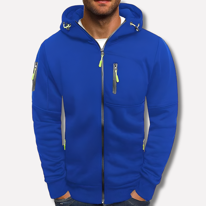 Men's Zip-Up Hoodie with Hood – Jacquard Polyester, Relaxed Fit 2