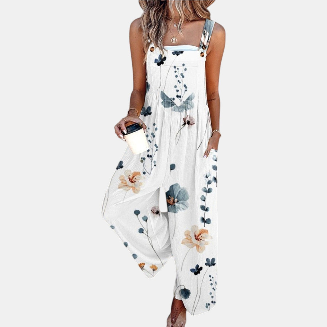 Women's Comfortable Printed Dungarees with Wide Legs 4