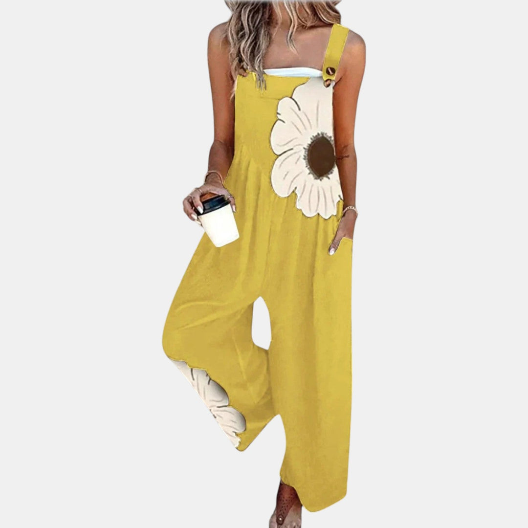 Women's Comfortable Printed Dungarees with Wide Legs 9