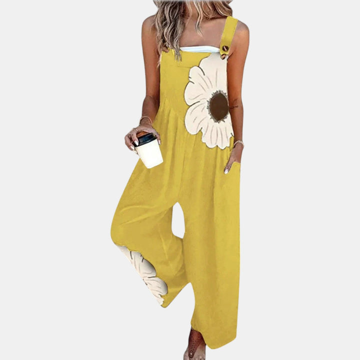 Women's Comfortable Printed Dungarees with Wide Legs 9