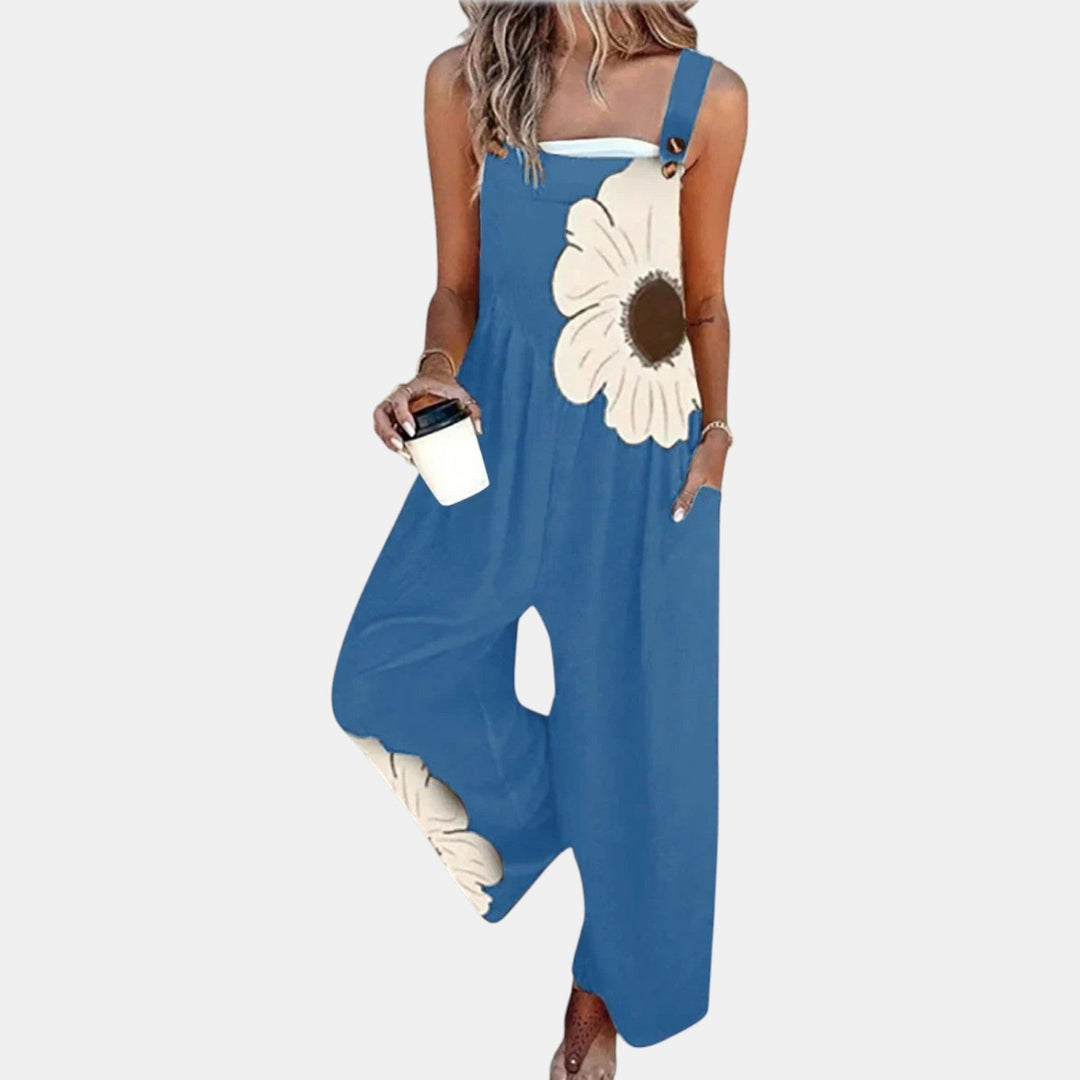 Women's Comfortable Printed Dungarees with Wide Legs 6