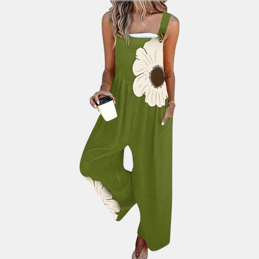 Women's Comfortable Printed Dungarees with Wide Legs 10