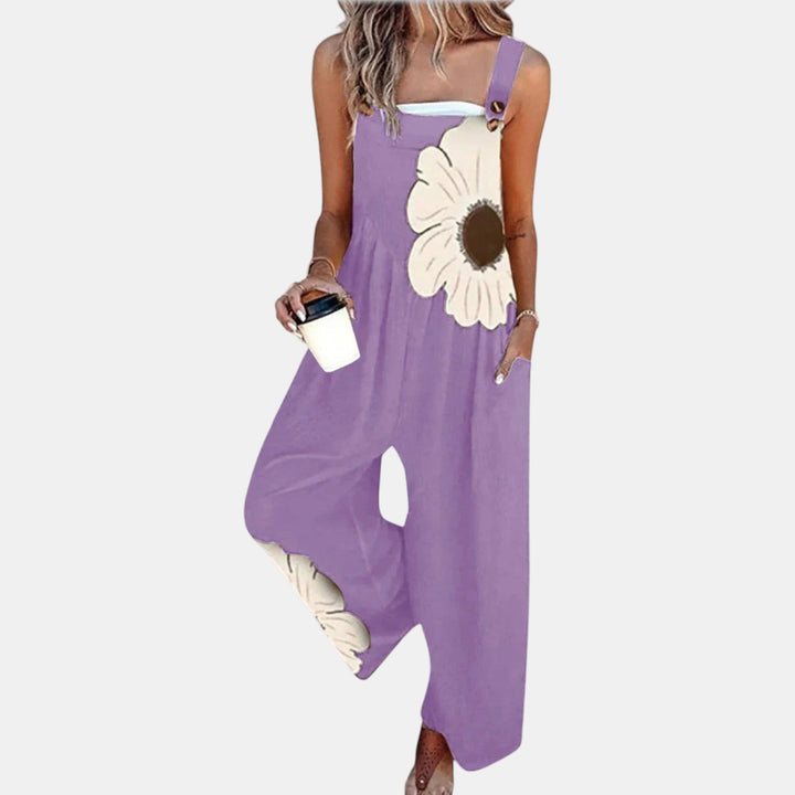 Women's Comfortable Printed Dungarees with Wide Legs 8