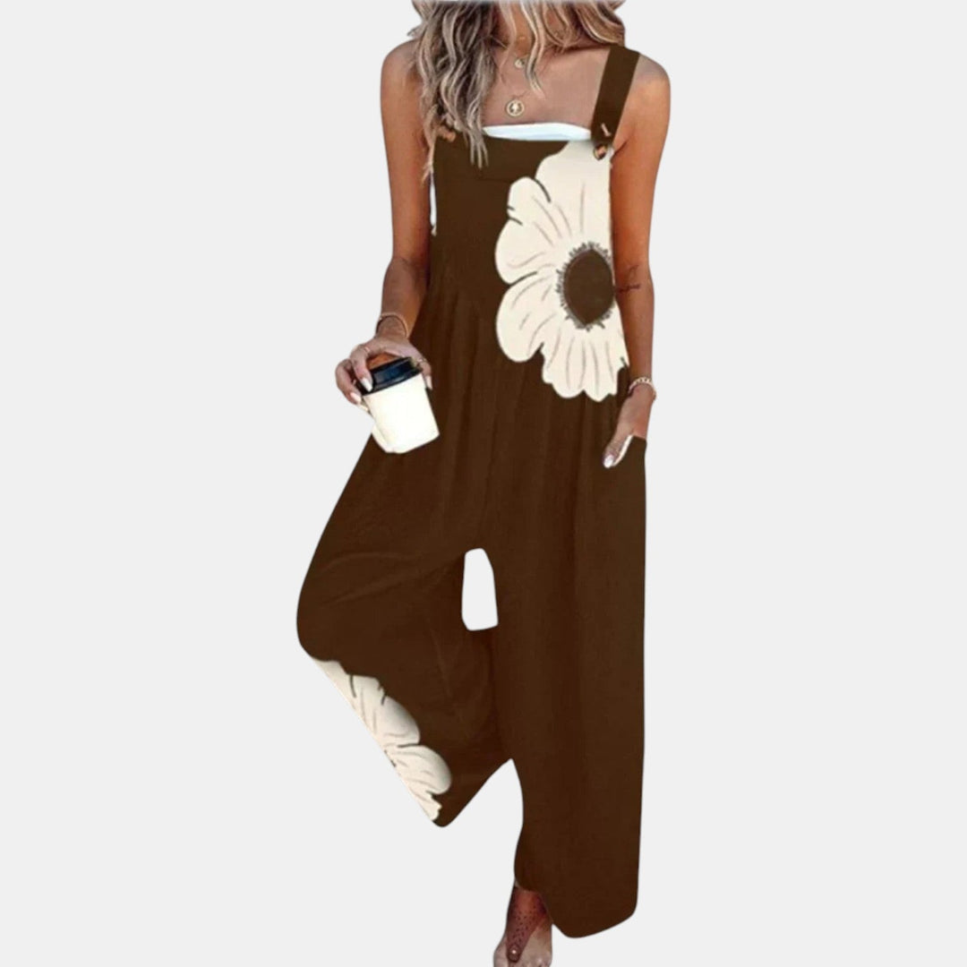Women's Comfortable Printed Dungarees with Wide Legs 12