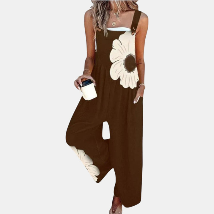 Women's Comfortable Printed Dungarees with Wide Legs 12