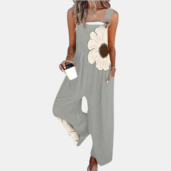 Women's Comfortable Printed Dungarees with Wide Legs 11