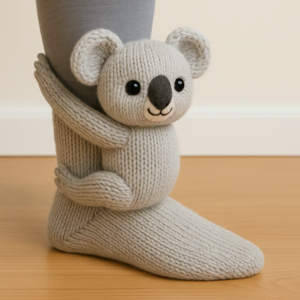 Warm Knit Slipper Socks with 3D Animal Design and Non-Slip Grip 11