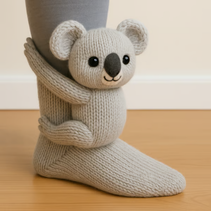 Warm Knit Slipper Socks with 3D Animal Design and Non-Slip Grip 11