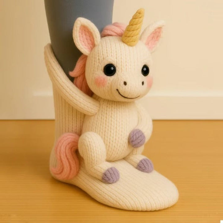 Warm Knit Slipper Socks with 3D Animal Design and Non-Slip Grip 13