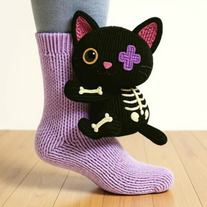 Warm Knit Slipper Socks with 3D Animal Design and Non-Slip Grip 14