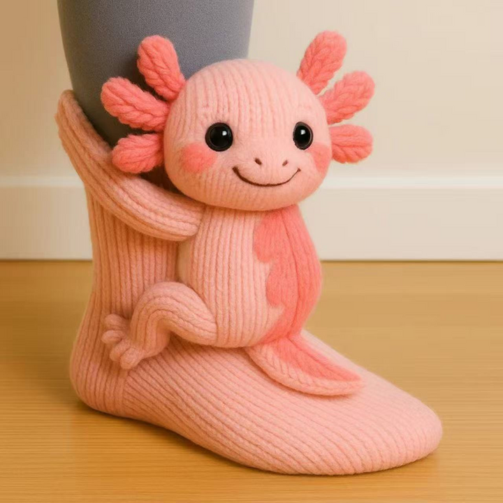 Warm Knit Slipper Socks with 3D Animal Design and Non-Slip Grip 16