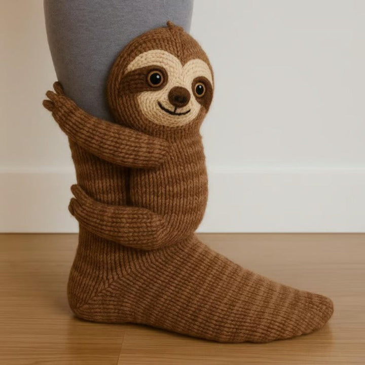 Warm Knit Slipper Socks with 3D Animal Design and Non-Slip Grip 2