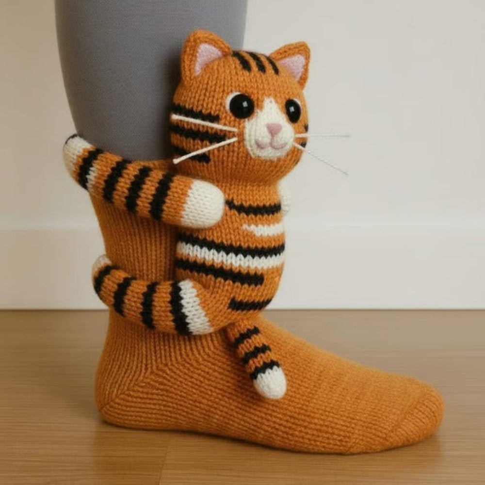 Warm Knit Slipper Socks with 3D Animal Design and Non-Slip Grip 3