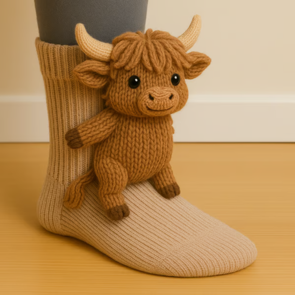 Warm Knit Slipper Socks with 3D Animal Design and Non-Slip Grip 4