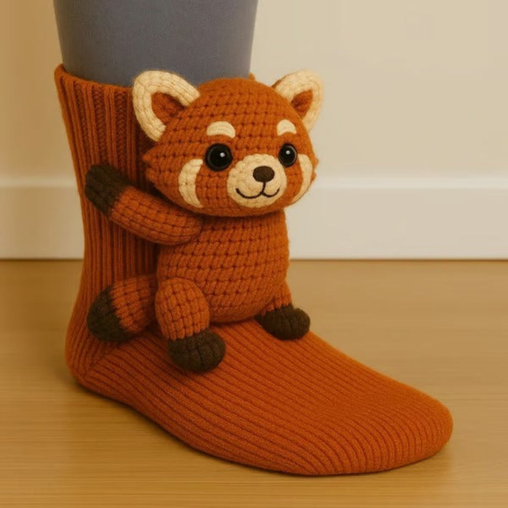 Warm Knit Slipper Socks with 3D Animal Design and Non-Slip Grip 5