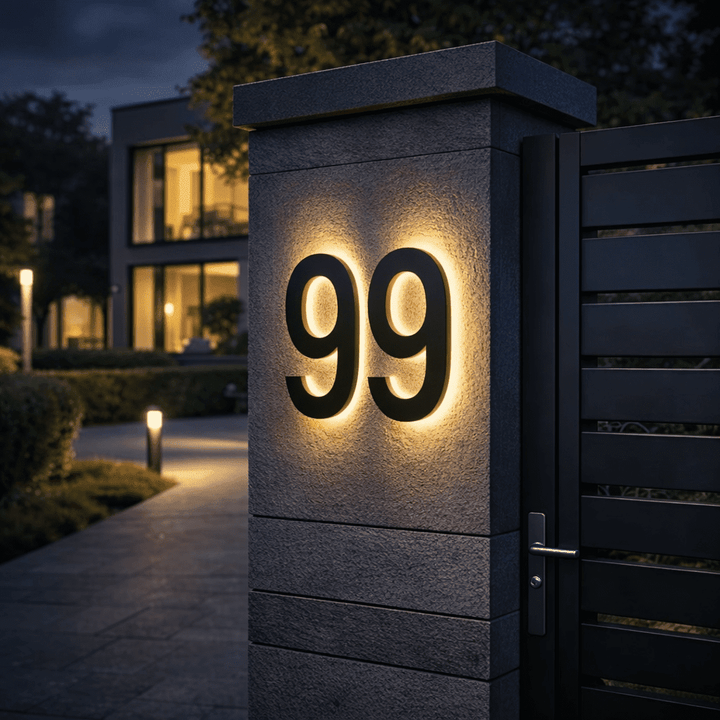 Modern Custom LED House Numbers with Backlit Metal and Acrylic Design 2
