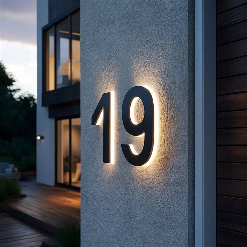 Modern Custom LED House Numbers with Backlit Metal and Acrylic Design 3