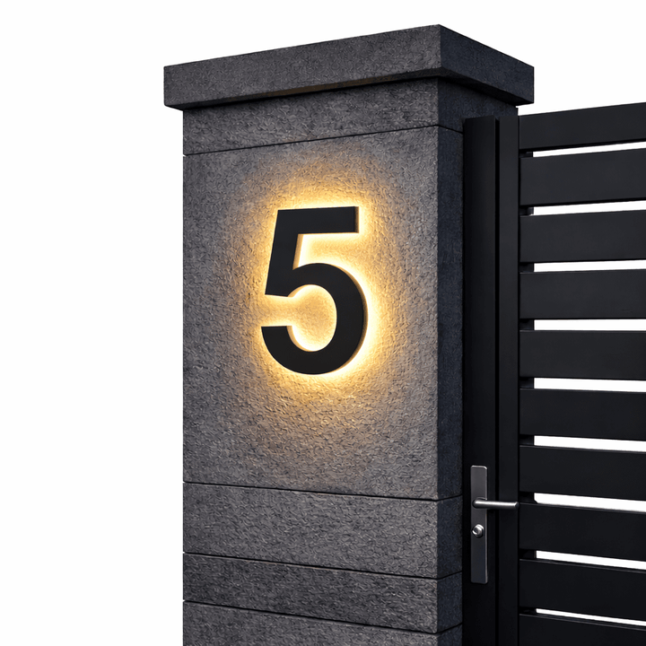 Modern Custom LED House Numbers with Backlit Metal and Acrylic Design 8