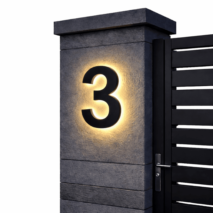 Modern Custom LED House Numbers with Backlit Metal and Acrylic Design 9