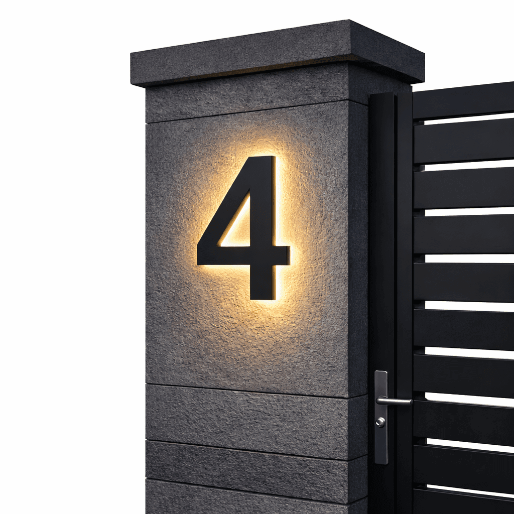 Modern Custom LED House Numbers with Backlit Metal and Acrylic Design 10