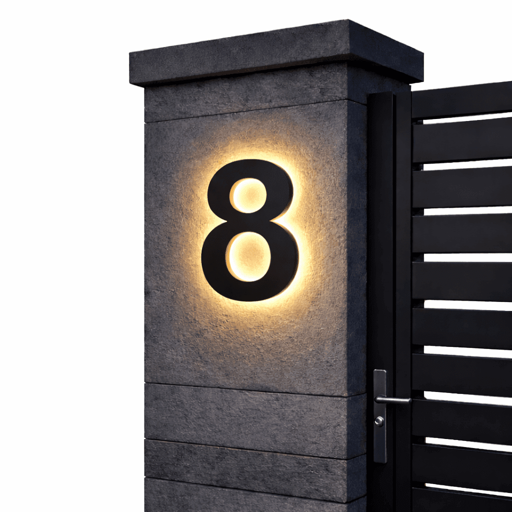 Modern Custom LED House Numbers with Backlit Metal and Acrylic Design 11