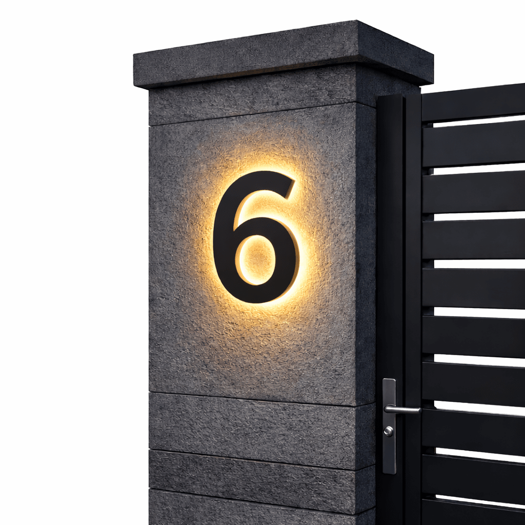 Modern Custom LED House Numbers with Backlit Metal and Acrylic Design 12