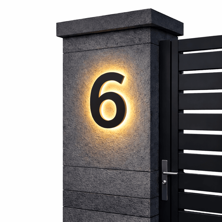 Modern Custom LED House Numbers with Backlit Metal and Acrylic Design 12