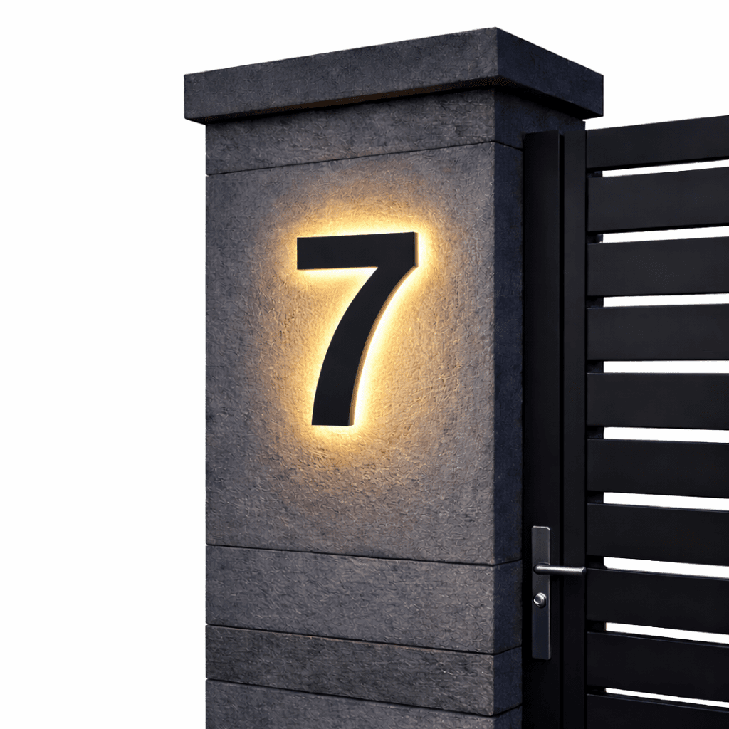Modern Custom LED House Numbers with Backlit Metal and Acrylic Design 13