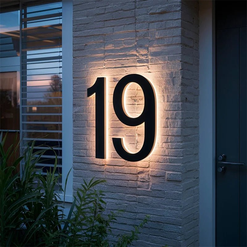 Modern Custom LED House Numbers with Backlit Metal and Acrylic Design 4