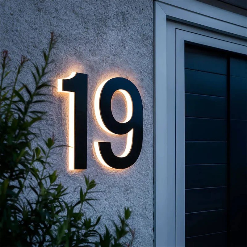 Modern Custom LED House Numbers with Backlit Metal and Acrylic Design 5