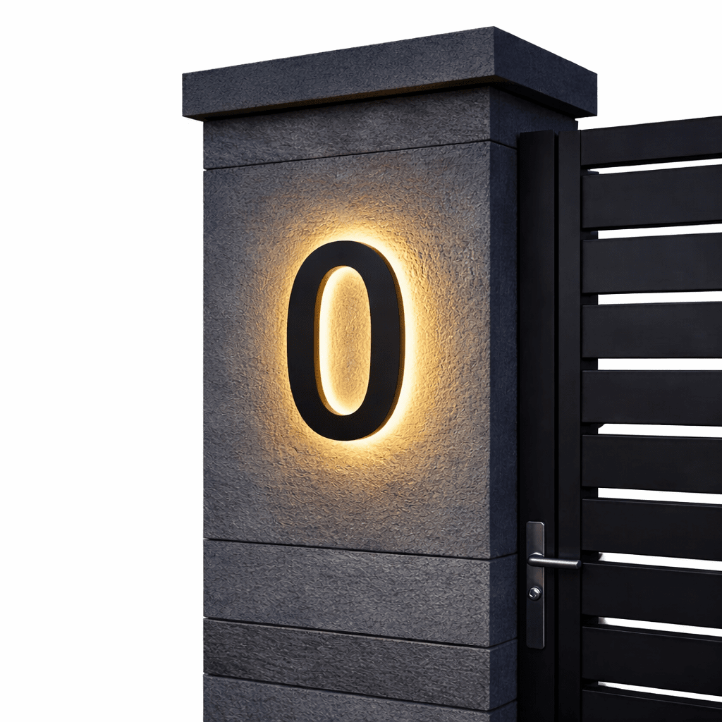 Modern Custom LED House Numbers with Backlit Metal and Acrylic Design 6