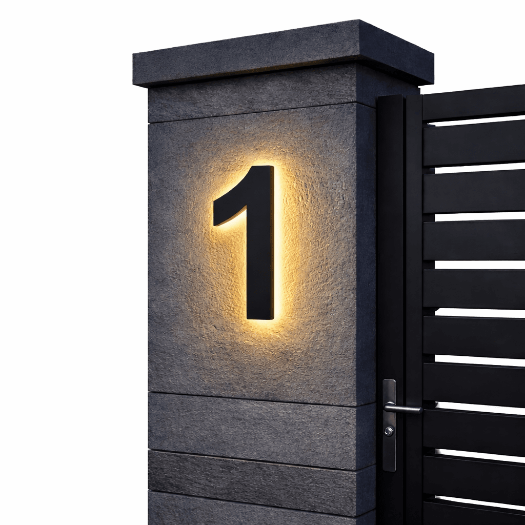 Modern Custom LED House Numbers with Backlit Metal and Acrylic Design 1