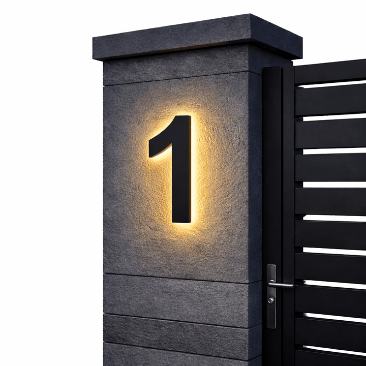 Modern Custom LED House Numbers with Backlit Metal and Acrylic Design 1