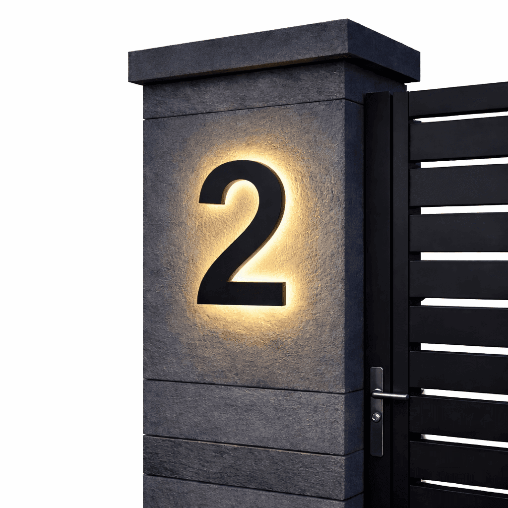 Modern Custom LED House Numbers with Backlit Metal and Acrylic Design 7