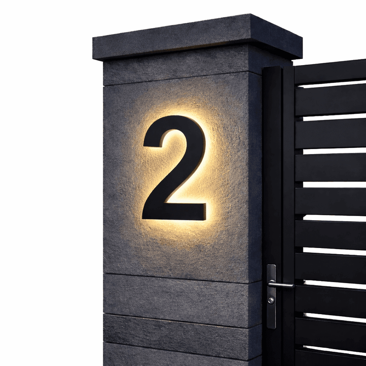 Modern Custom LED House Numbers with Backlit Metal and Acrylic Design 7