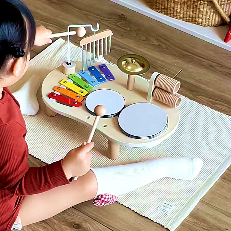 Montessori Wooden Music Toy Set with Xylophone and Chimes 2