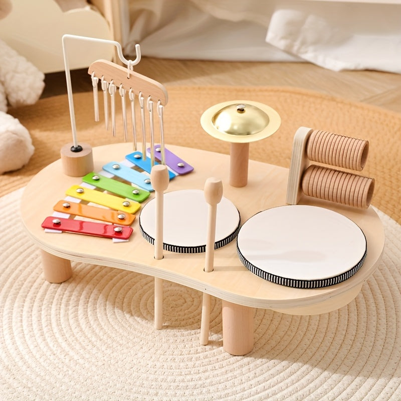 Wooden Montessori Music Table – All-in-One Musical Instrument Set for Kids 1