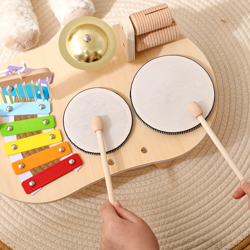 Wooden Montessori Music Table – All-in-One Musical Instrument Set for Kids 5