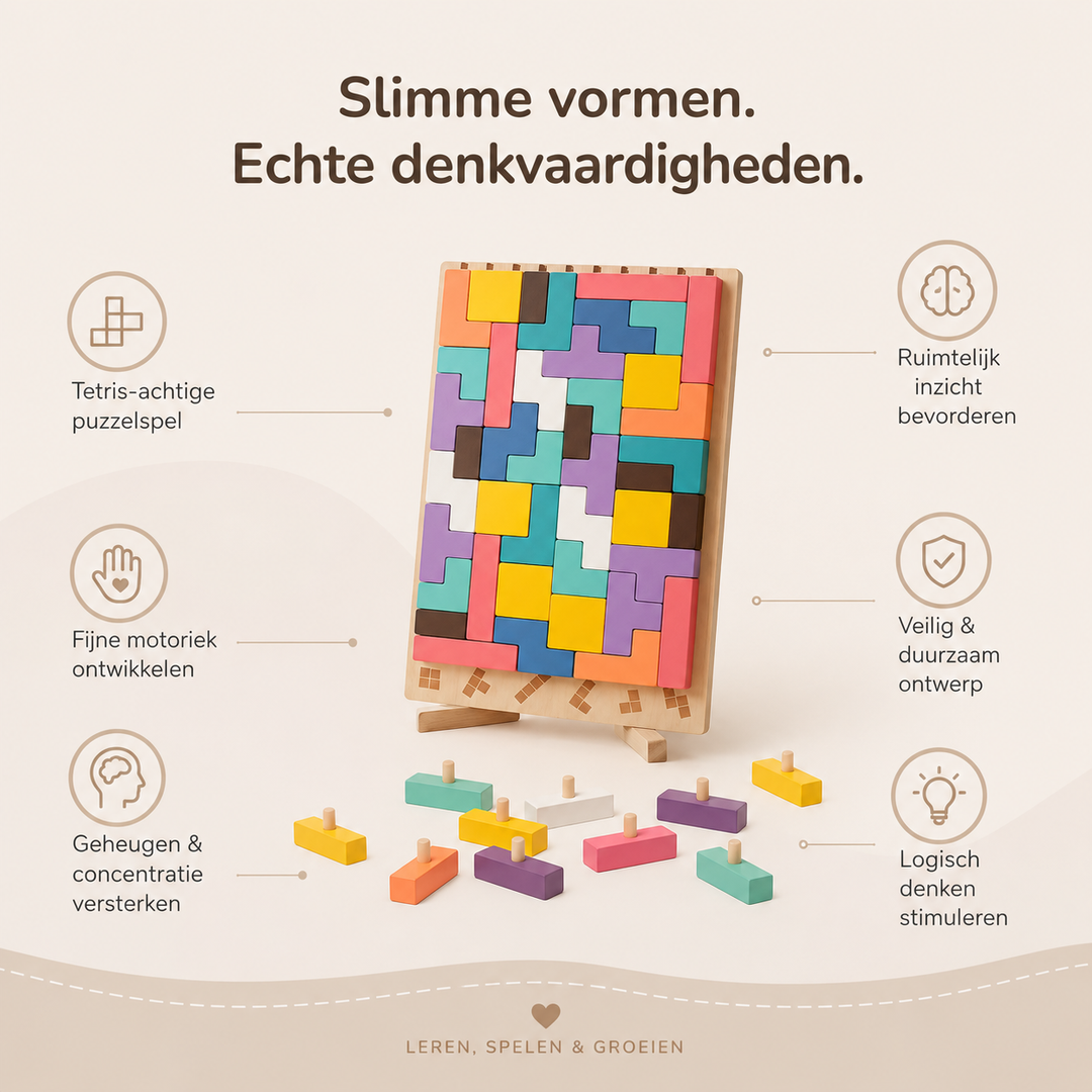 Wooden Montessori Tetris Stacking Puzzle - Educational Toy 8