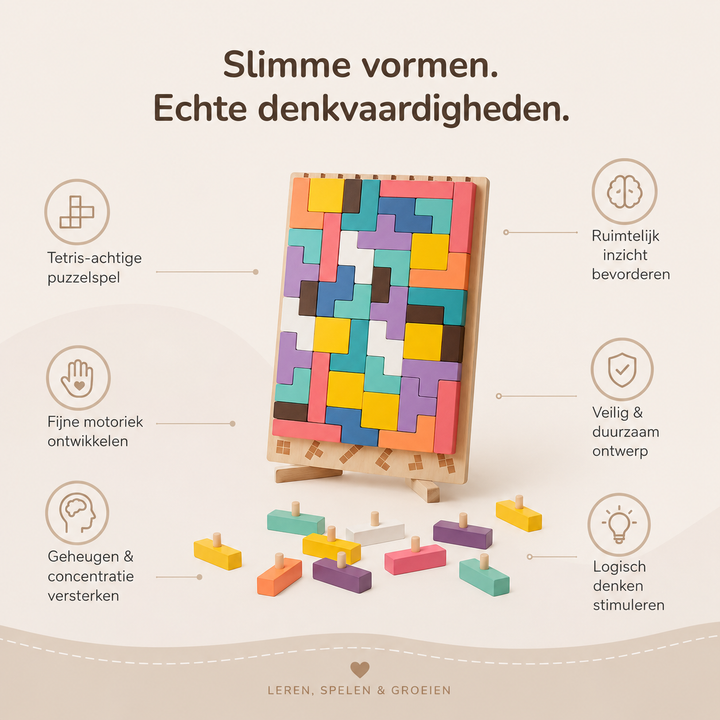 Wooden Montessori Tetris Stacking Puzzle - Educational Toy 8