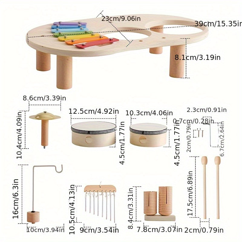 Wooden Montessori Music Table – All-in-One Musical Instrument Set for Kids 3