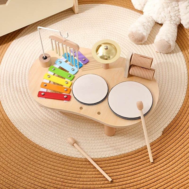 Wooden Montessori Music Table – All-in-One Musical Instrument Set for Kids 8