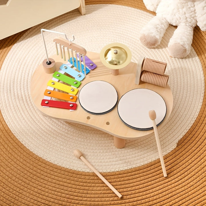 Wooden Montessori Music Table – All-in-One Musical Instrument Set for Kids 8