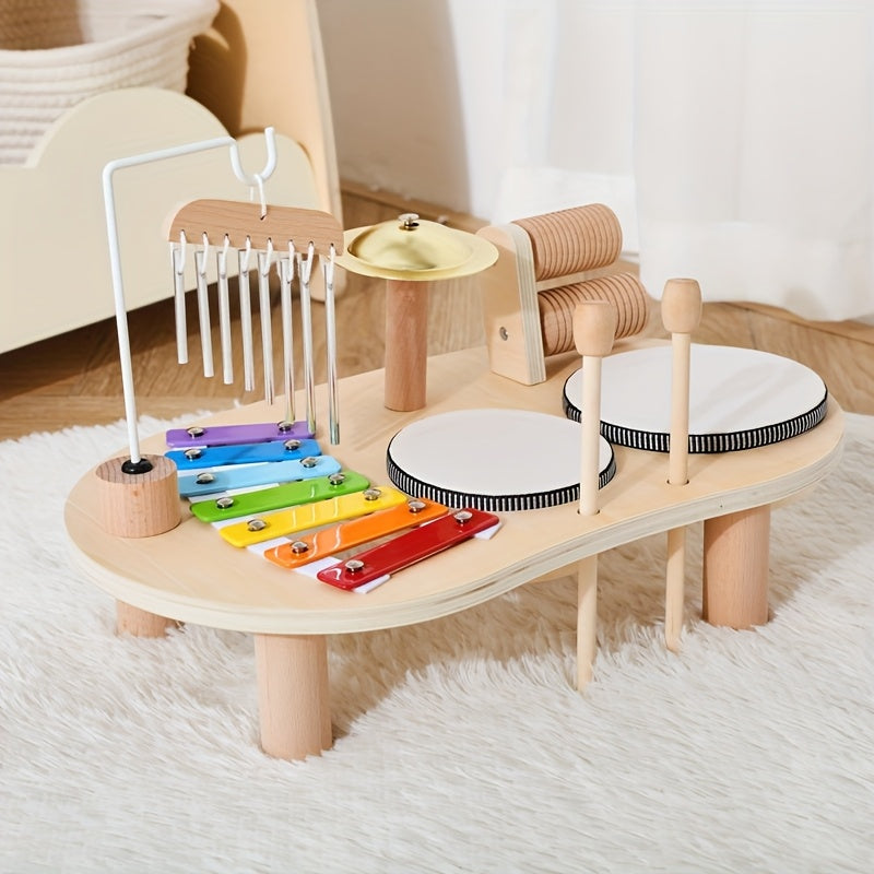 Wooden Montessori Music Table – All-in-One Musical Instrument Set for Kids 6