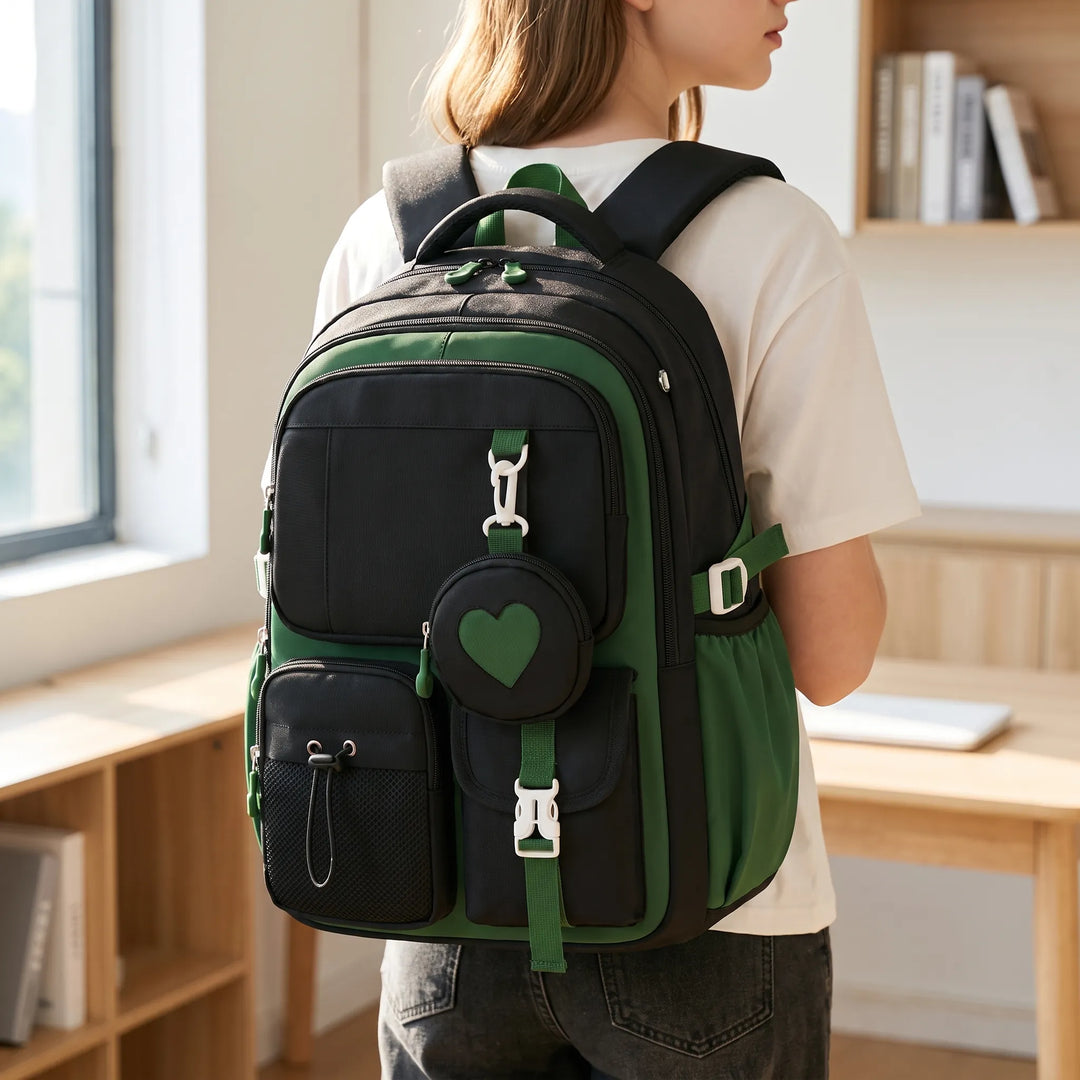 Multi-Compartment Geometric Patterned Backpack - Kinetox