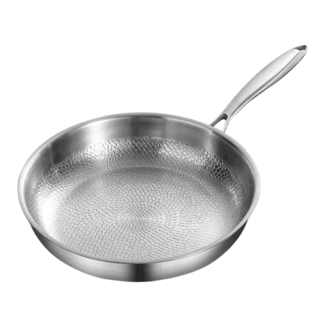 Titanium Induction Cookware with Hammered Finish – Durable Metallic Silver Pan 1