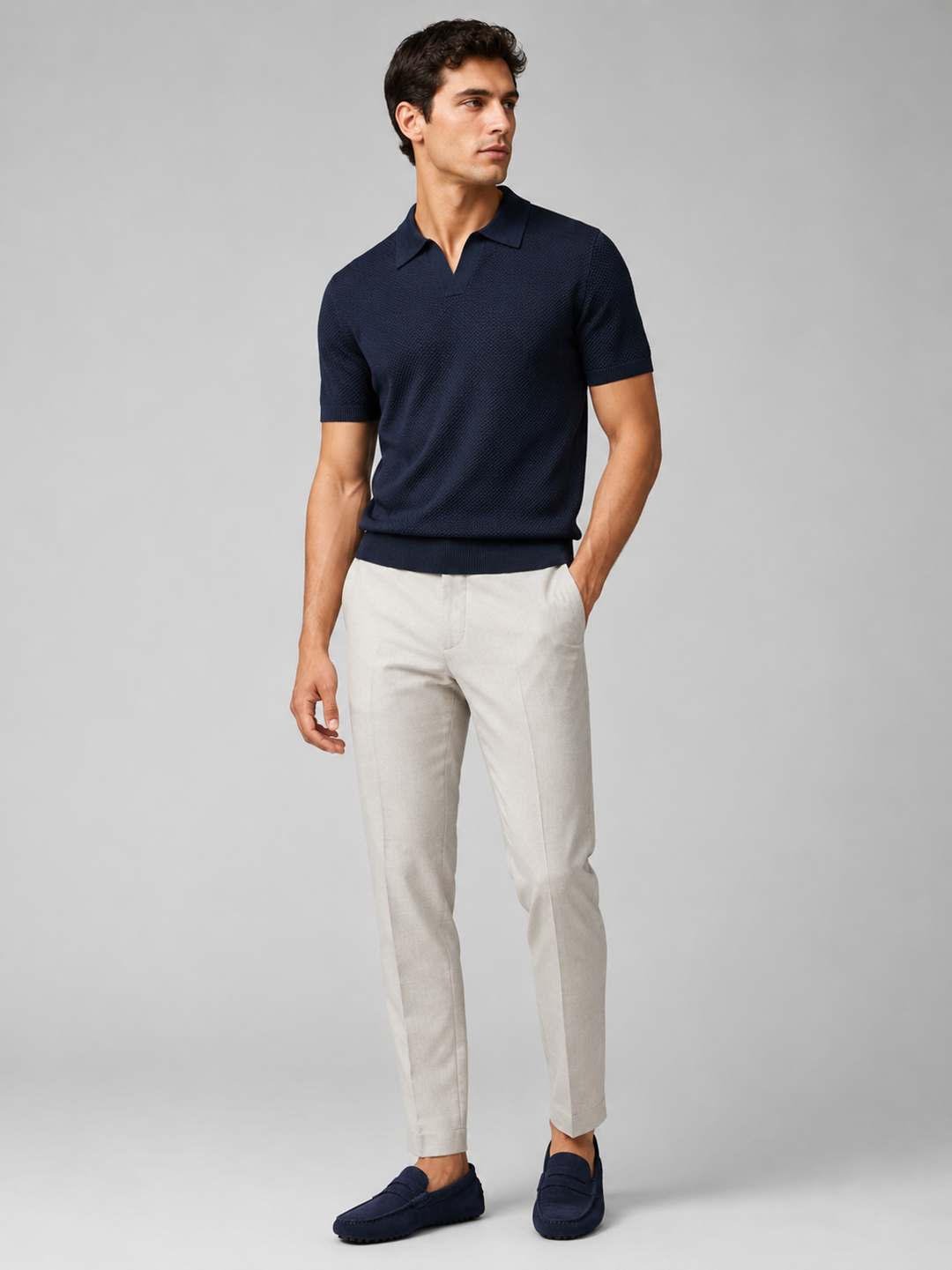 Men's Knit Polo Shirt, Lightweight Breathable Stretch Short Sleeve Summer Polo 38