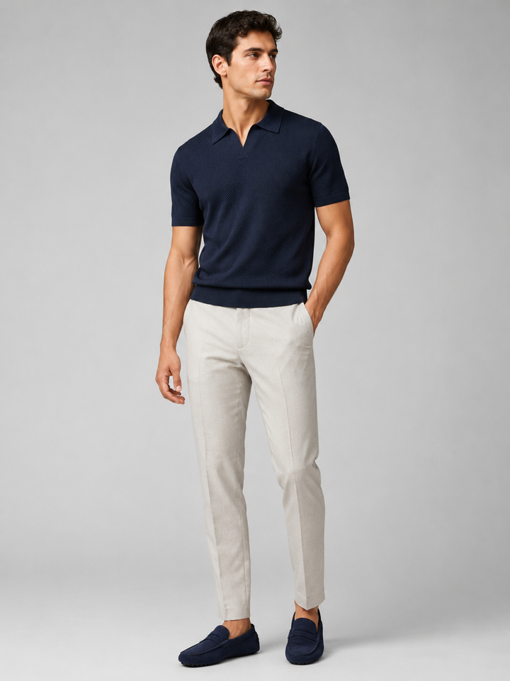 Men's Knit Polo Shirt, Lightweight Breathable Stretch Short Sleeve Summer Polo 38