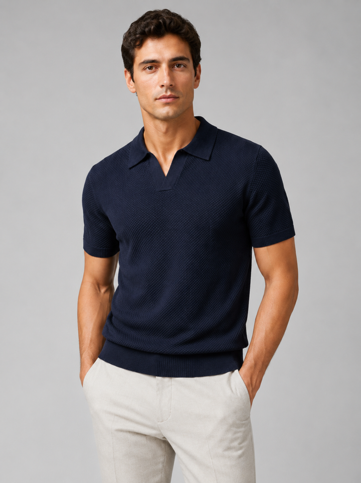 Men's Knit Polo Shirt, Lightweight Breathable Stretch Short Sleeve Summer Polo 36